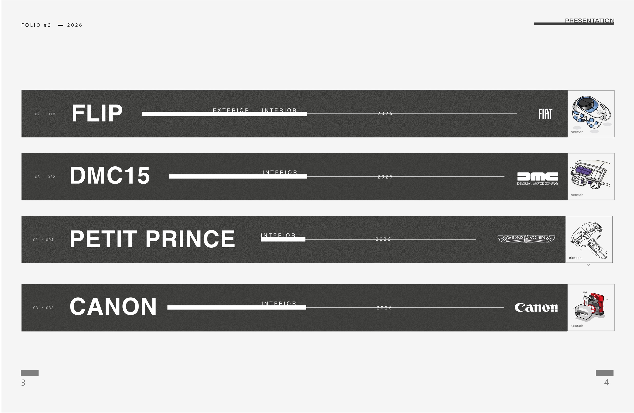 Présentation des quatre projets : Flip, DMC15, Petit Prince, Canon