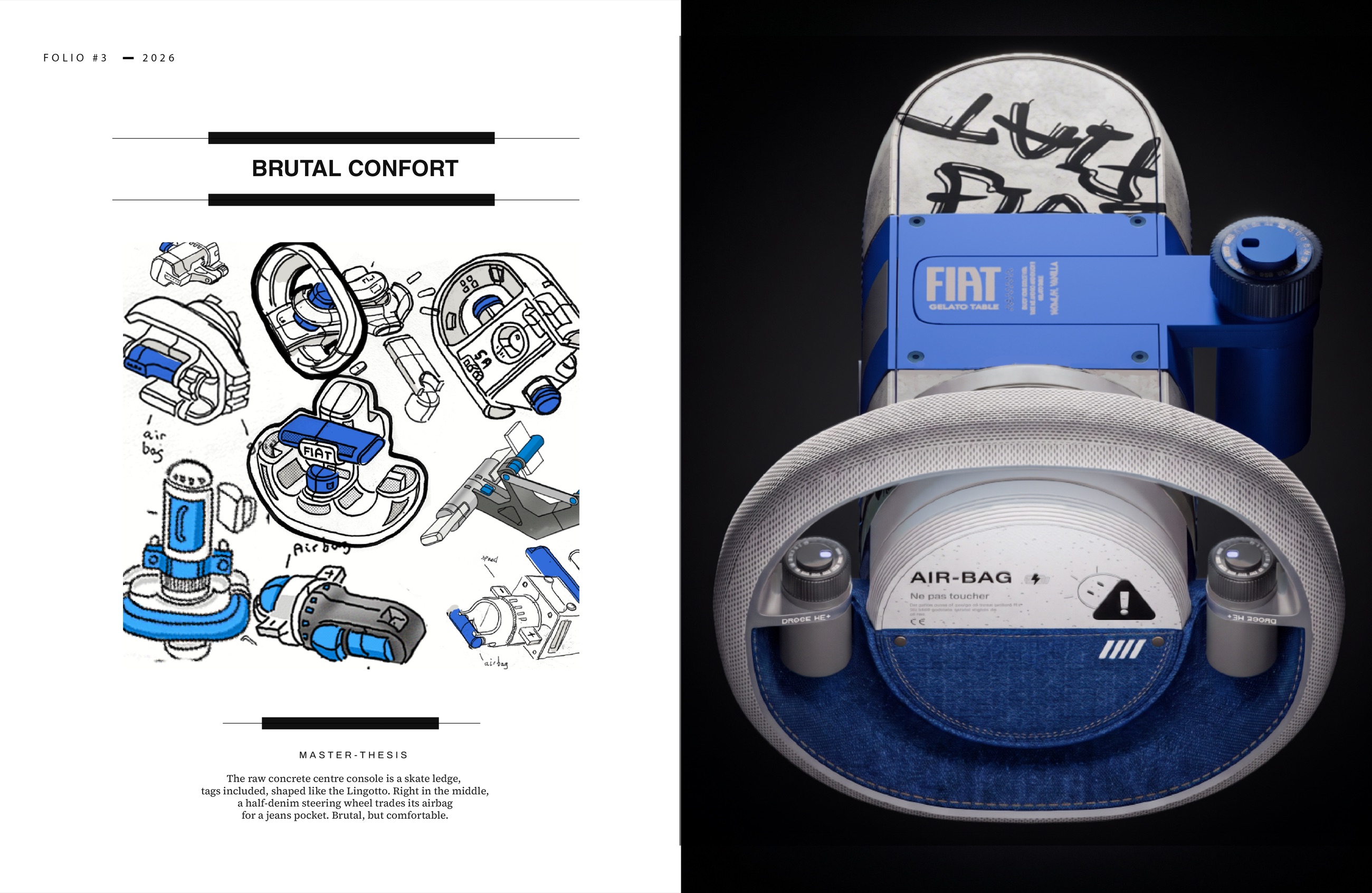 Brutal confort — recherches de console centrale, volant et airbag
